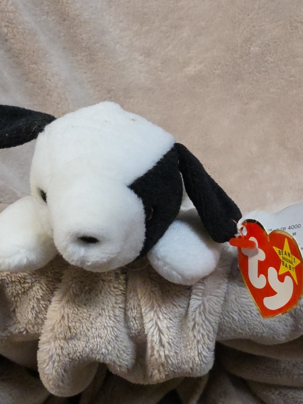 Ty Black and White Puppy Beanie Baby Plush